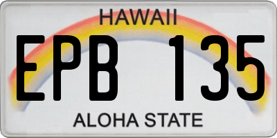 HI license plate EPB135