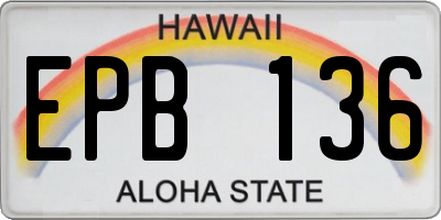 HI license plate EPB136