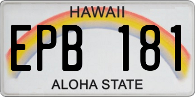 HI license plate EPB181