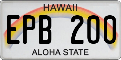 HI license plate EPB200