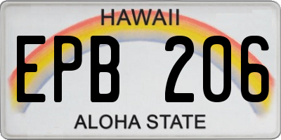 HI license plate EPB206