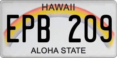 HI license plate EPB209