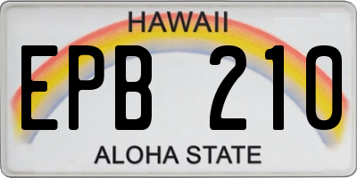 HI license plate EPB210