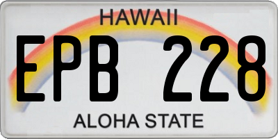 HI license plate EPB228