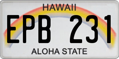 HI license plate EPB231