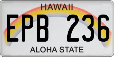 HI license plate EPB236