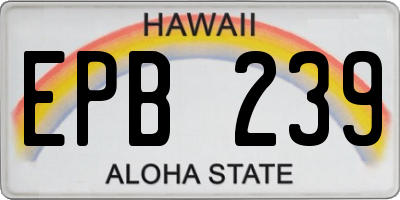 HI license plate EPB239