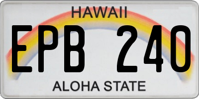 HI license plate EPB240