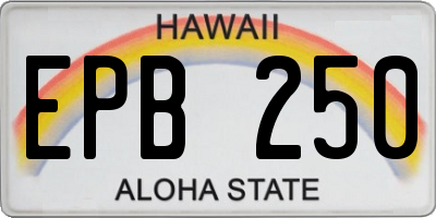 HI license plate EPB250