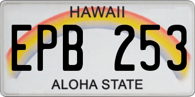 HI license plate EPB253