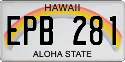 HI license plate EPB281