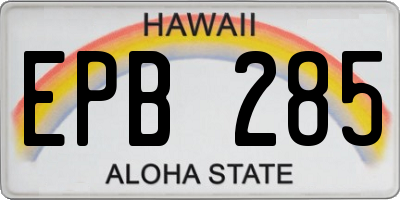 HI license plate EPB285
