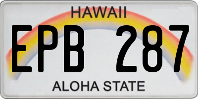 HI license plate EPB287
