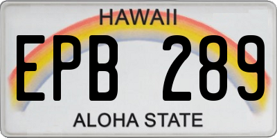 HI license plate EPB289