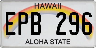 HI license plate EPB296