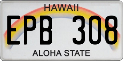 HI license plate EPB308