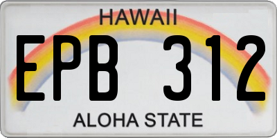 HI license plate EPB312