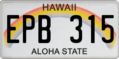 HI license plate EPB315