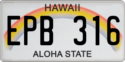 HI license plate EPB316