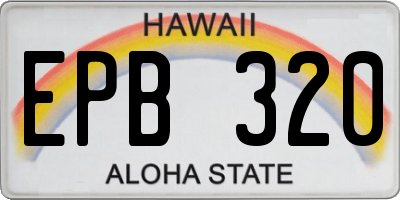 HI license plate EPB320