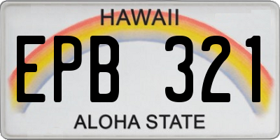 HI license plate EPB321