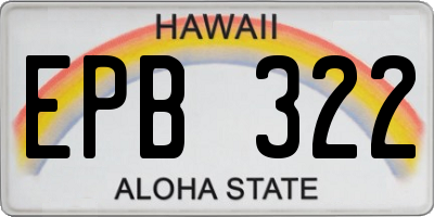 HI license plate EPB322