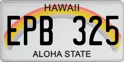 HI license plate EPB325