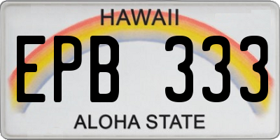 HI license plate EPB333