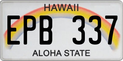 HI license plate EPB337