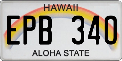 HI license plate EPB340