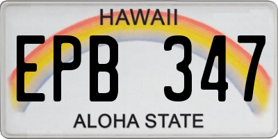 HI license plate EPB347