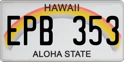 HI license plate EPB353