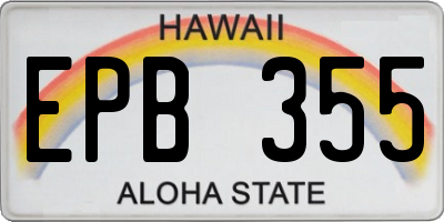 HI license plate EPB355