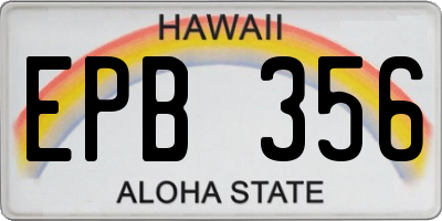 HI license plate EPB356