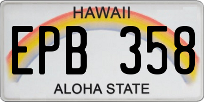 HI license plate EPB358