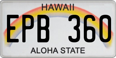 HI license plate EPB360