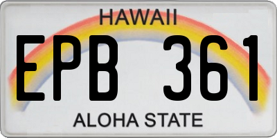 HI license plate EPB361