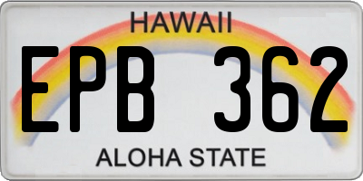 HI license plate EPB362