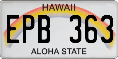 HI license plate EPB363