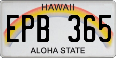 HI license plate EPB365