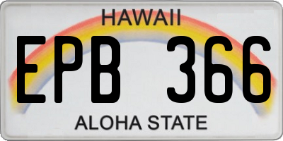 HI license plate EPB366