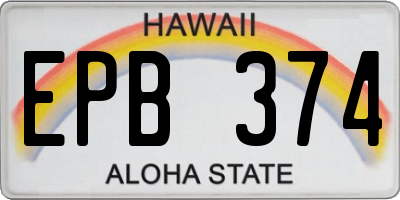 HI license plate EPB374