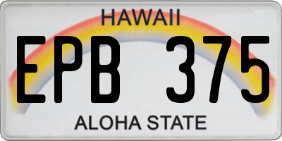 HI license plate EPB375