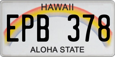 HI license plate EPB378
