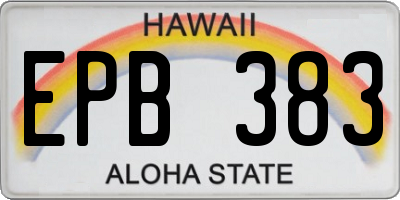 HI license plate EPB383