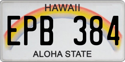 HI license plate EPB384