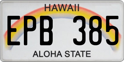 HI license plate EPB385