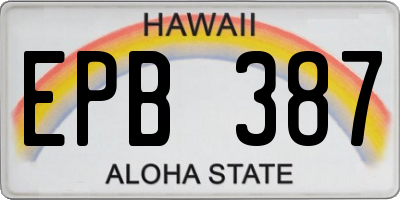 HI license plate EPB387