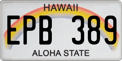 HI license plate EPB389