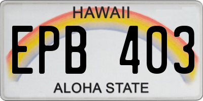 HI license plate EPB403